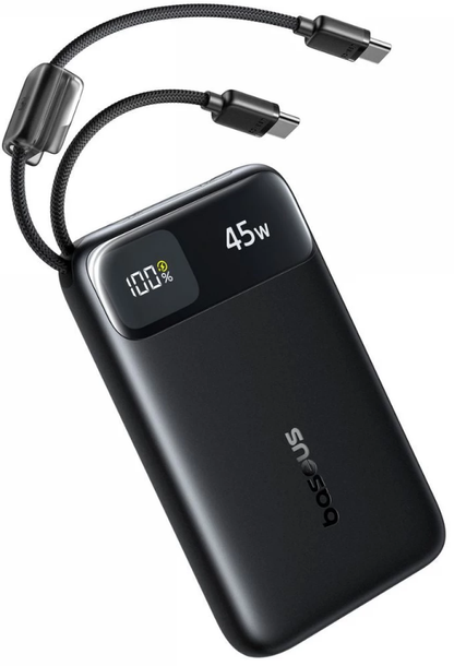 Externe Batterie Baseus EnerFill FC11, 10000mAh, 45W, QC + PD, 1 x USB-A - 3 x USB-C, Schwarz E0031000