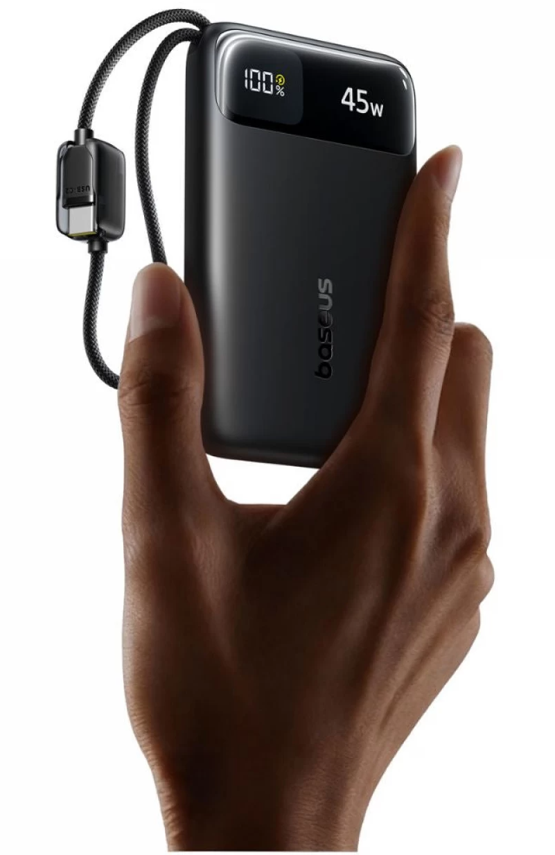 Externe Batterie Baseus EnerFill FC11, 10000mAh, 45W, QC + PD, 1 x USB-A - 3 x USB-C, Schwarz E0031000