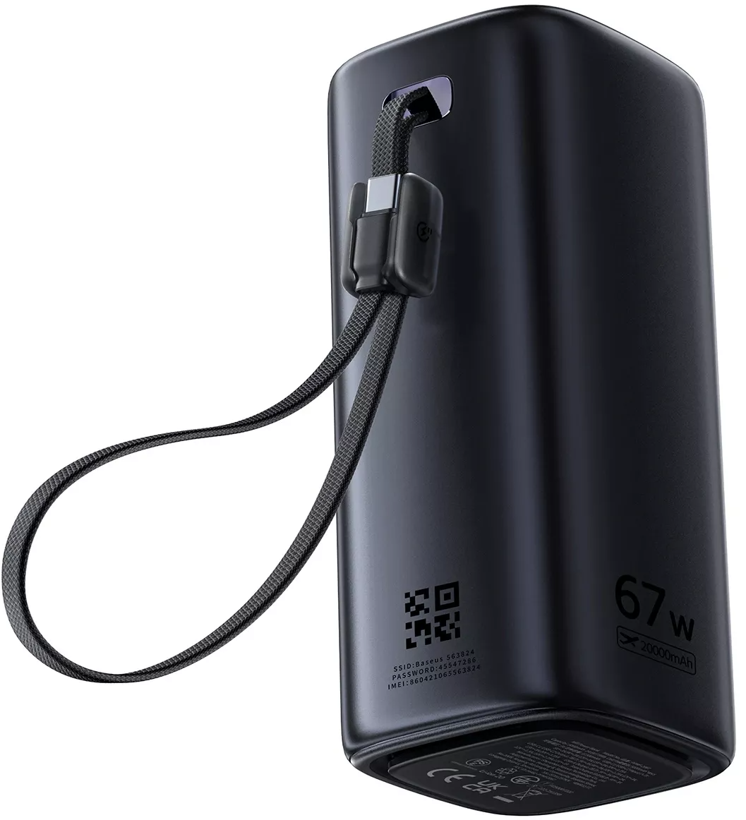 Batterie Externe Baseus EnerGeek GX11, 20000mAh, 67W, QC + PD, 1 x USB-A - 2 x USB-C, Noire E0025701