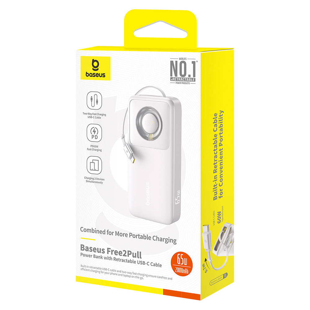 Externer Akku Baseus Free2Pull, 20000mAh, 65W, PD, 2 x USB-C, Grau P10073700843-00