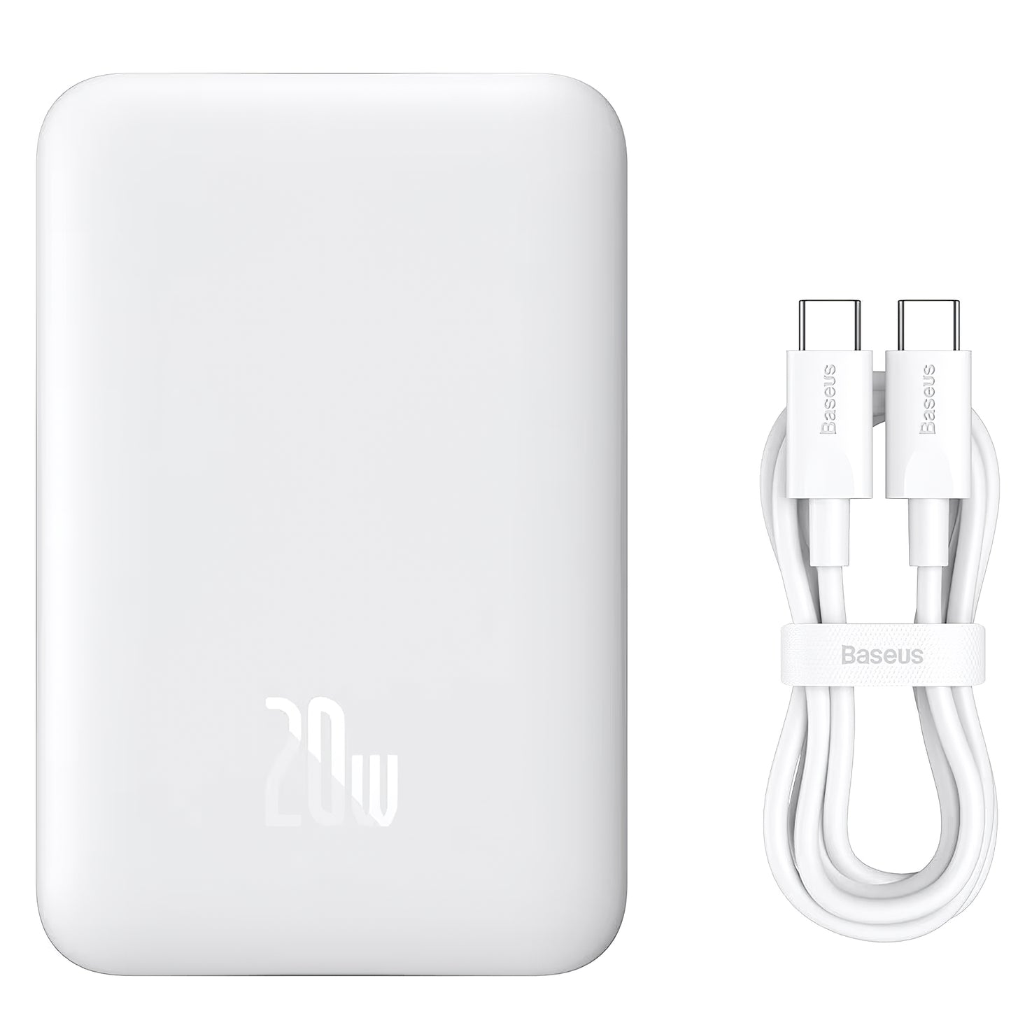 Batterie Externe Baseus Magnetic Mini, 10000mAh, 20W, PD + FQI, 1 x USB-C, Blanche P10059001223-00