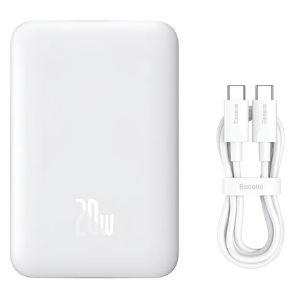 Batterie Externe Baseus Magnetic Mini, 10000mAh, 20W, PD + FQI, 1 x USB-C, Blanche P10059001223-00