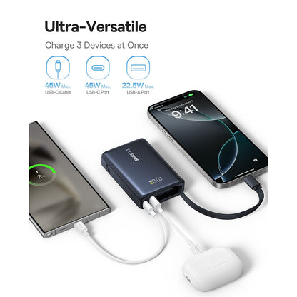 Baseus PicoGo External Battery, 10000mAh, 45W, QC + PD, 1 x USB-A - 2 x USB-C, Black P10076803123-00