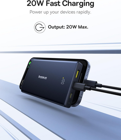 Externer Akku Baseus PicoGo, 10000mAh, 20W, QC + PD, 1 x USB-A - 2 x USB-C, Weiß P10076801213-00