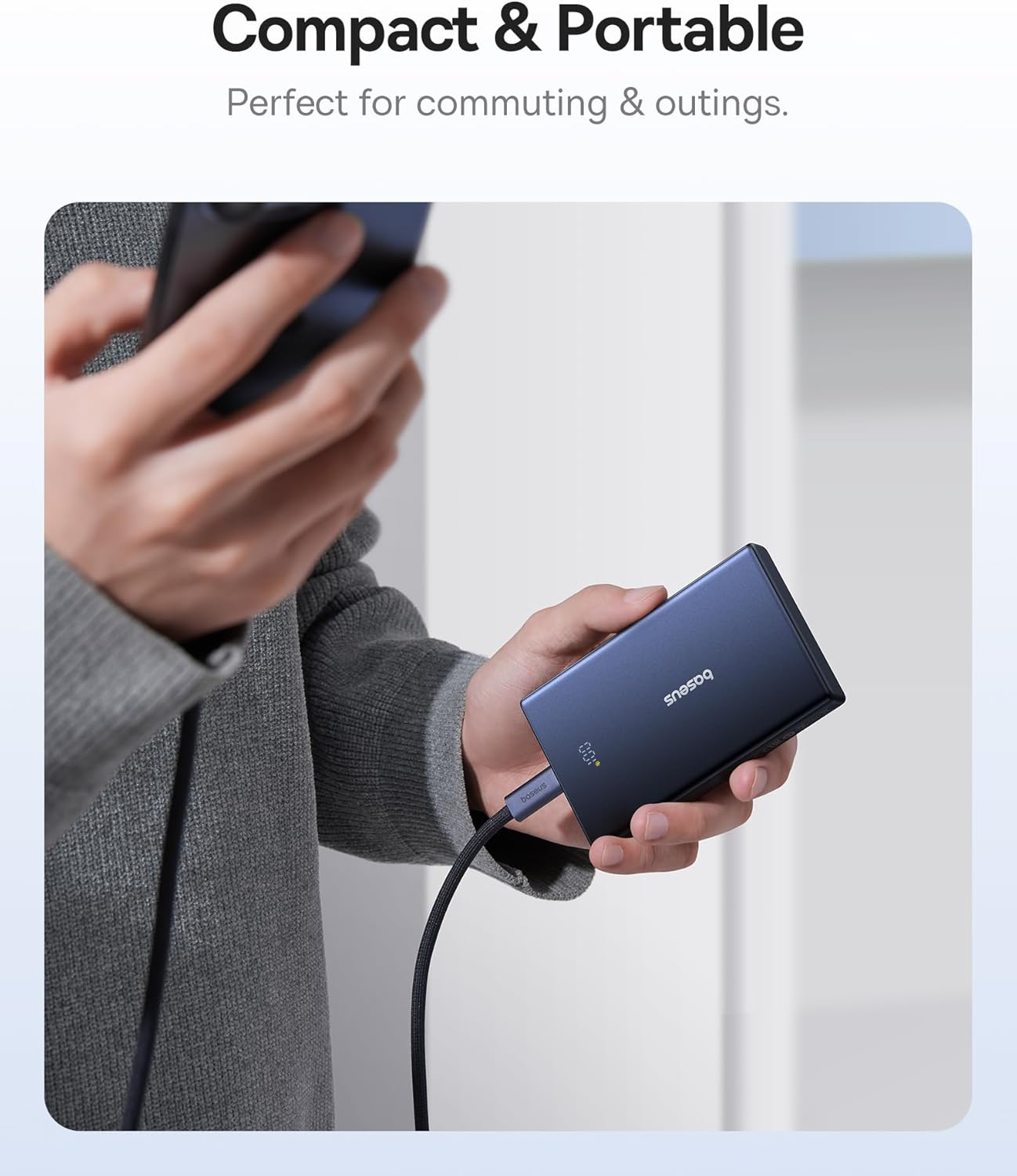 Externer Akku Baseus PicoGo, 10000mAh, 20W, QC + PD, 1 x USB-A - 2 x USB-C, Weiß P10076801213-00