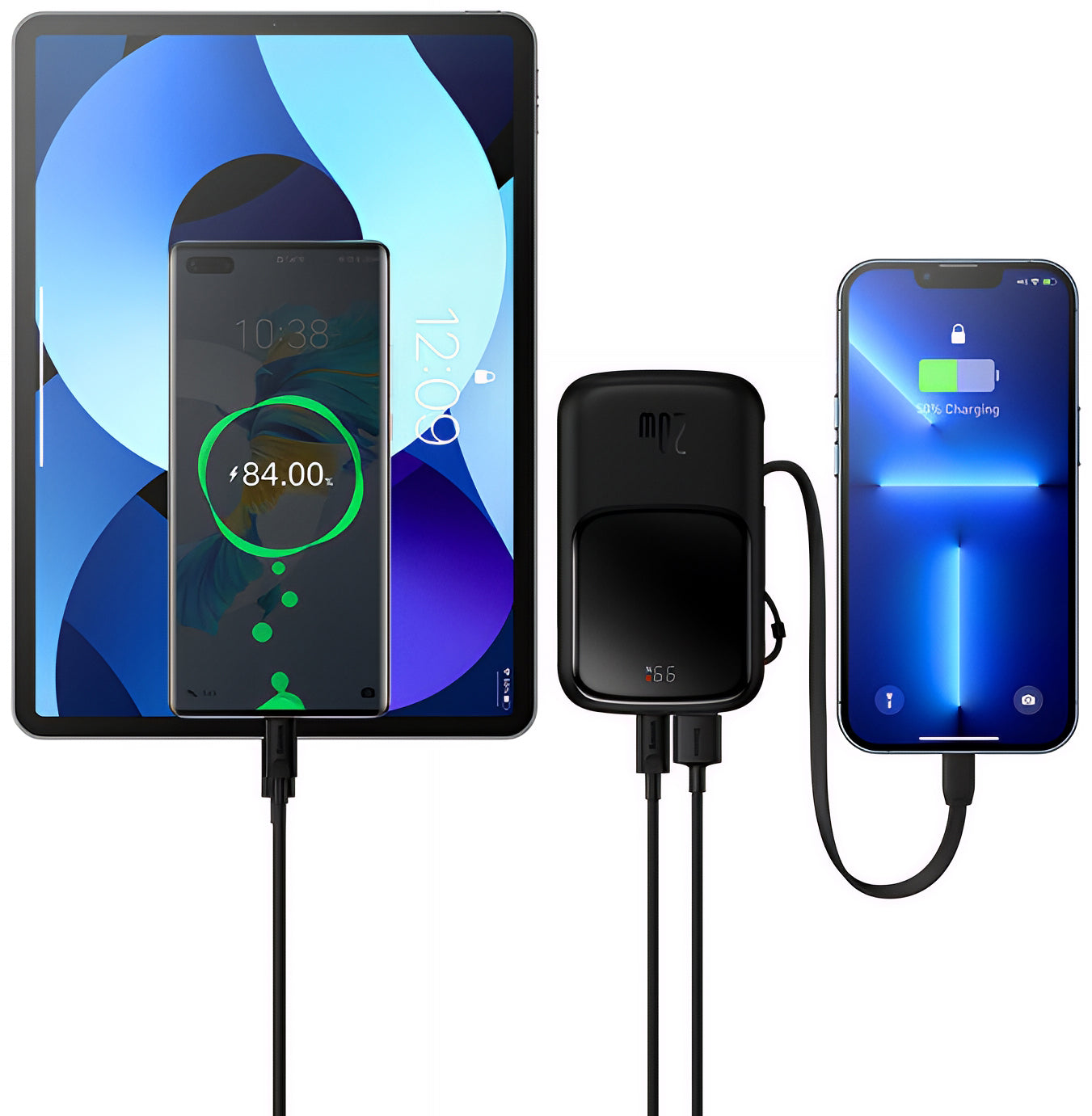 Batterie Externe Baseus Qpow Pro, 20000mAh, 20W, QC + PD, 1 x Lightning - 1 x USB-A - 1 x USB-C, Noire PPQD060201