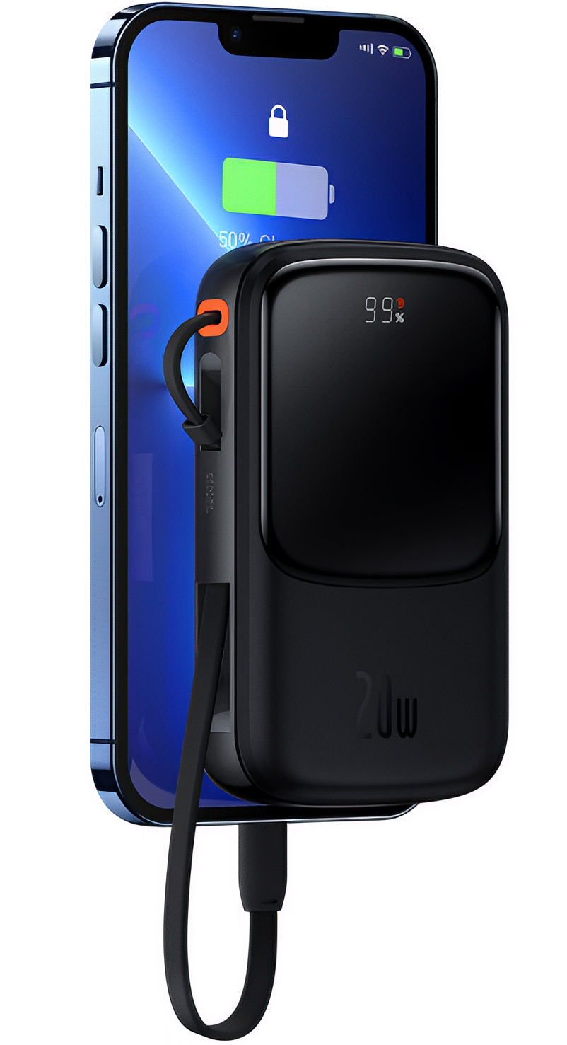 Batterie Externe Baseus Qpow Pro, 20000mAh, 20W, QC + PD, 1 x Lightning - 1 x USB-A - 1 x USB-C, Noire PPQD060201