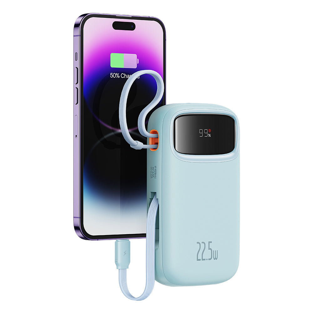 Externer Akku Baseus Qpow Pro+, 20000mAh, 22.5W, QC + PD, 1 x Lightning - 1 x USB-A - 2 x USB-C, Blau P10055002313-00