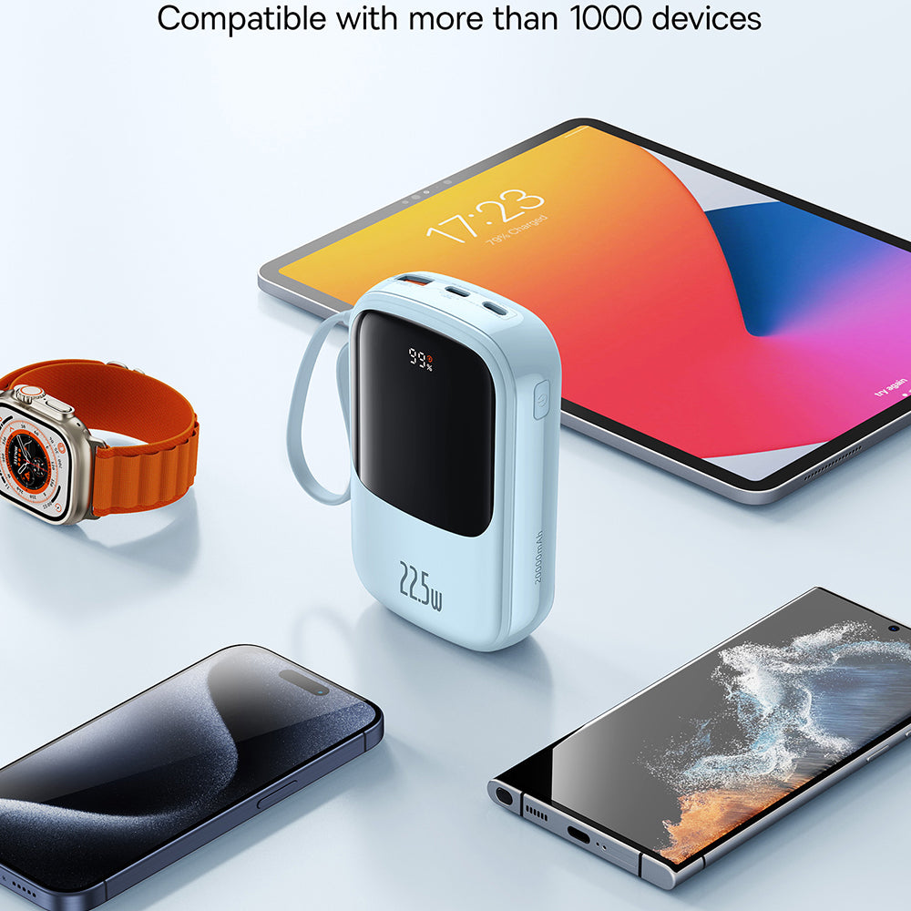 Externer Akku Baseus Qpow Pro+, 20000mAh, 22.5W, QC + PD, 1 x USB-A - 2 x USB-C, Blau P10067103313-00