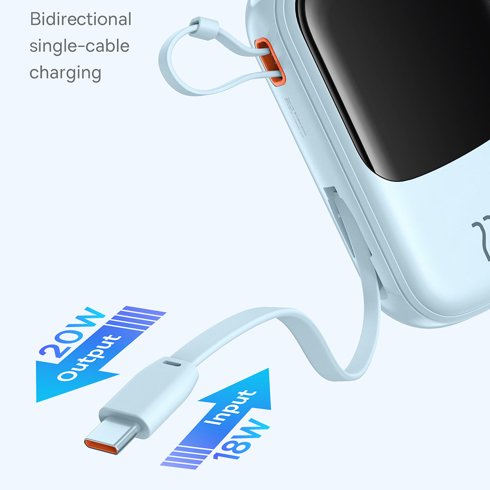 Externer Akku Baseus Qpow Pro+, 20000mAh, 22.5W, QC + PD, 1 x USB-A - 2 x USB-C, Blau P10067103313-00