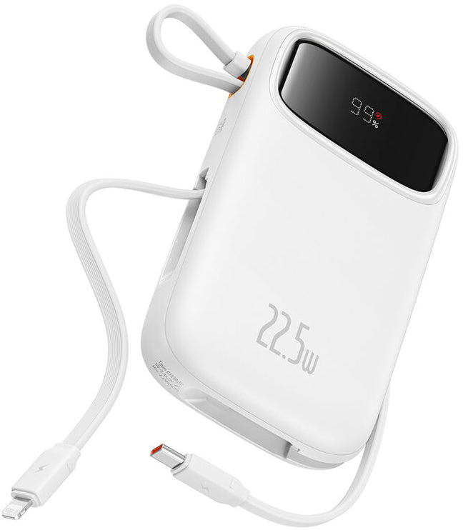 Externer Akku Baseus Qpow2, 10000mAh, 22.5W, QC + PD, 1 x Lightning - 1 x USB-A - 2 x USB-C, Weiß P10055003223-00