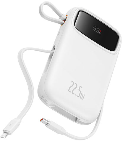 Externer Akku Baseus Qpow2, 10000mAh, 22.5W, QC + PD, 1 x Lightning - 1 x USB-A - 2 x USB-C, Weiß P10055003223-00