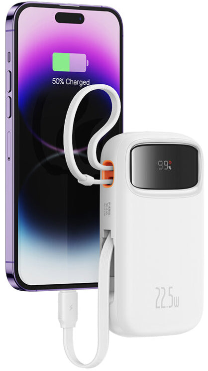 Externer Akku Baseus Qpow2, 10000mAh, 22.5W, QC + PD, 1 x Lightning - 1 x USB-A - 2 x USB-C, Weiß P10055003223-00
