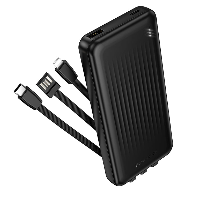 Externer Akku Borofone BJ79 Clever, 10000mAh, 10W, 1 x Lightning - 1 x USB-A - 1 x USB-C, Schwarz