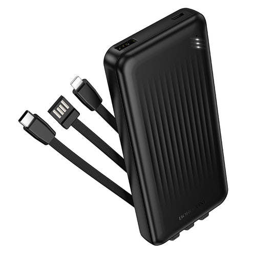Externer Akku Borofone BJ79 Clever, 10000mAh, 10W, 1 x Lightning - 1 x USB-A - 1 x USB-C, Schwarz