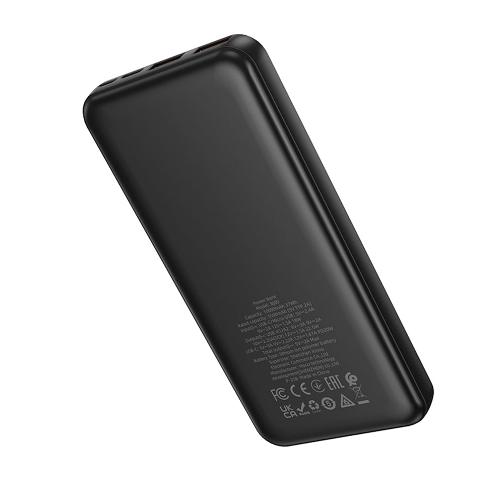 Externer Akku Borofone BJ80A Clever, 10000mAh, 22.5W, QC + PD, 1 x USB-C - 2 x USB-A, Schwarz