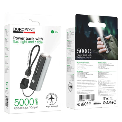 Externe Batterie Borofone BJ87 Star, 5000mAh, 10W, 1 x USB-C, Grau