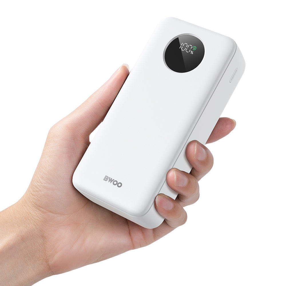 External Battery BWOO BO-P64, 30000mAh, 22.5W, QC + PD, 1 x USB-C - 2 x USB-A, White