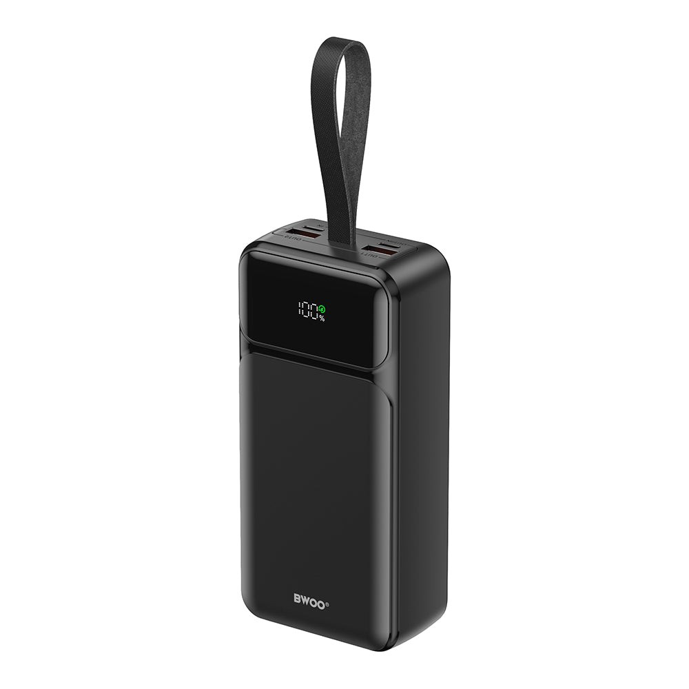 Externer Akku BWOO BO-P66, 30000mAh, 65W, QC + PD, 1 x USB-C - 2 x USB-A, Schwarz