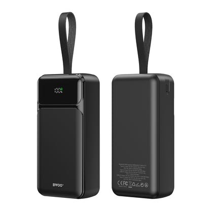 Externer Akku BWOO BO-P66, 30000mAh, 65W, QC + PD, 1 x USB-C - 2 x USB-A, Schwarz