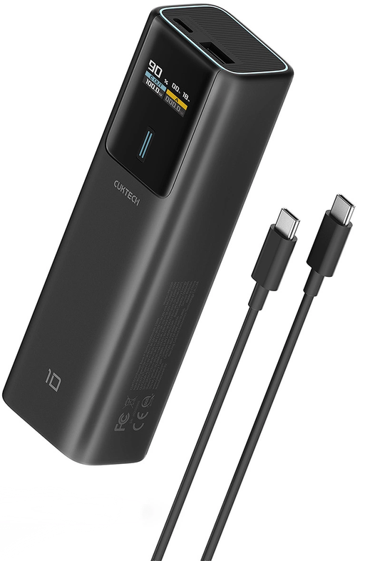Externer Akku Cuktech, 10000mAh, 150W, QC + PD, 1 x USB-A - 1 x USB-C, Schwarz CKPB100PGLBL