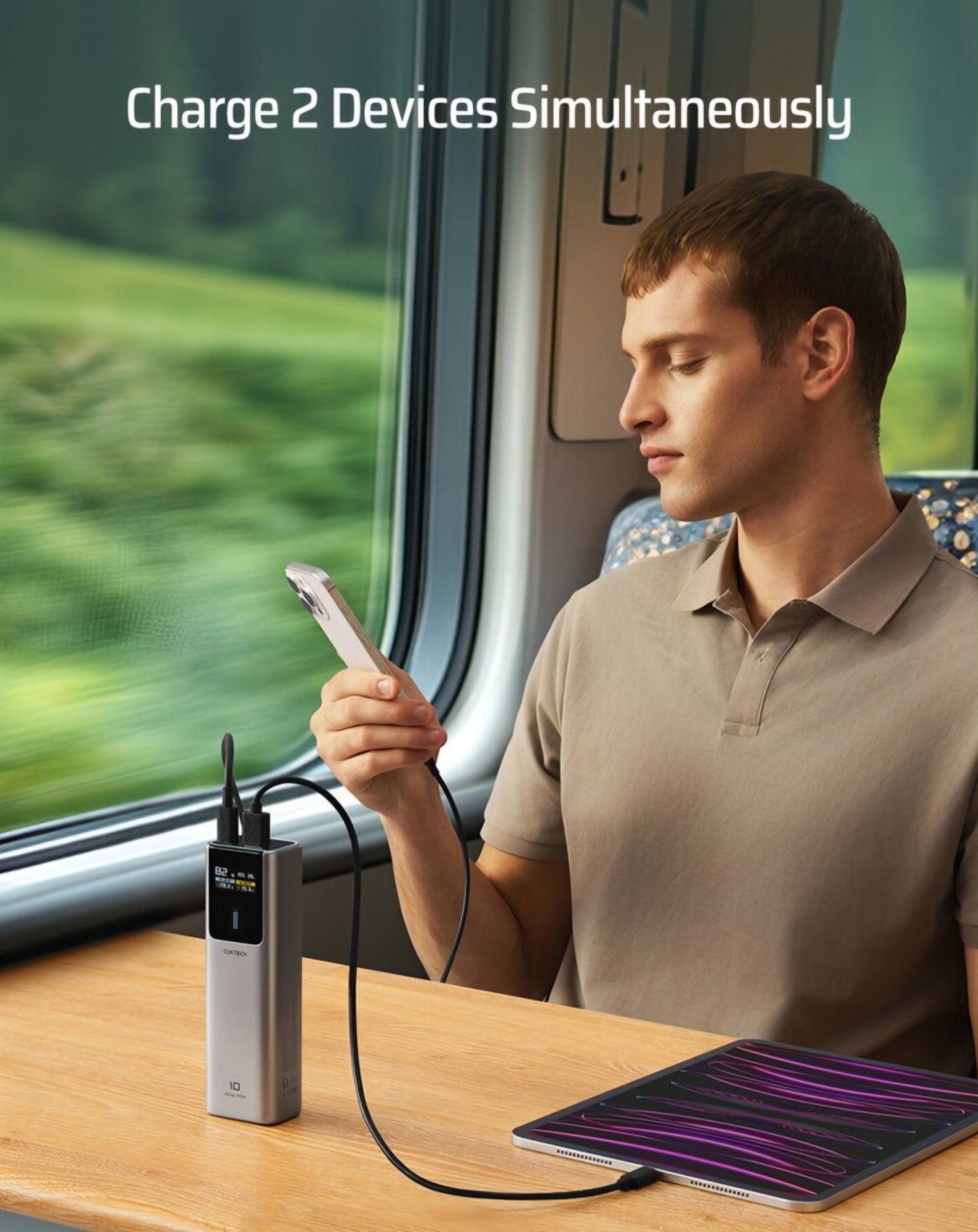 Externer Akku Cuktech, 10000mAh, 150W, QC + PD, 1 x USB-A - 1 x USB-C, Grau CKPB100PGLBK