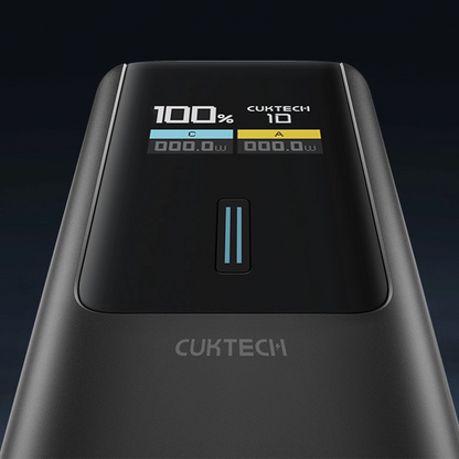 Batterie Externe Cuktech, 10000mAh, 150W, QC + PD, 1 x USB-A - 1 x USB-C, Noire CKPB100PGLBL