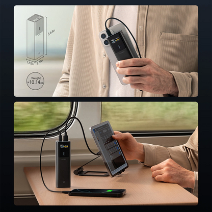 Batterie Externe Cuktech, 10000mAh, 150W, QC + PD, 1 x USB-A - 1 x USB-C, Noire CKPB100PGLBL