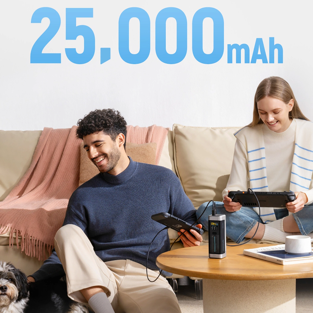 Batterie Externe Cuktech, 25000mAh, 210W, QC + PD, 1 x USB-A - 2 x USB-C, Noire CUK00P23GLBK