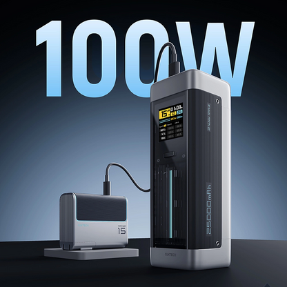 Batterie Externe Cuktech, 25000mAh, 210W, QC + PD, 1 x USB-A - 2 x USB-C, Noire CUK00P23GLBK