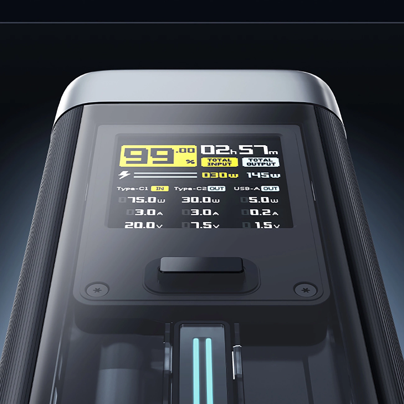 Batterie Externe Cuktech, 25000mAh, 210W, QC + PD, 1 x USB-A - 2 x USB-C, Noire CUK00P23GLBK