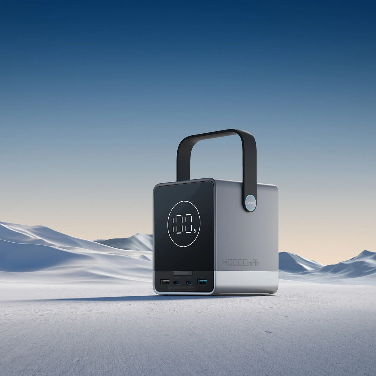 Externe Batterie Cuktech, 40000mAh, 300W, QC + PD + FQI, 1 x QI - 2 x USB-A - 2 x USB-C, Schwarz
