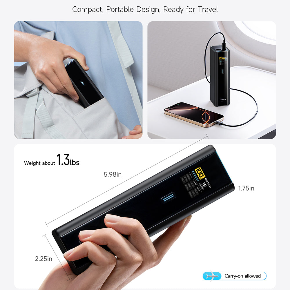 Batterie externe Cuktech PB200U, 20 000 mAh, 210 W, QC + PD, 1 x USB-A - 2 x USB-C, blanche CKPB200UGLGR