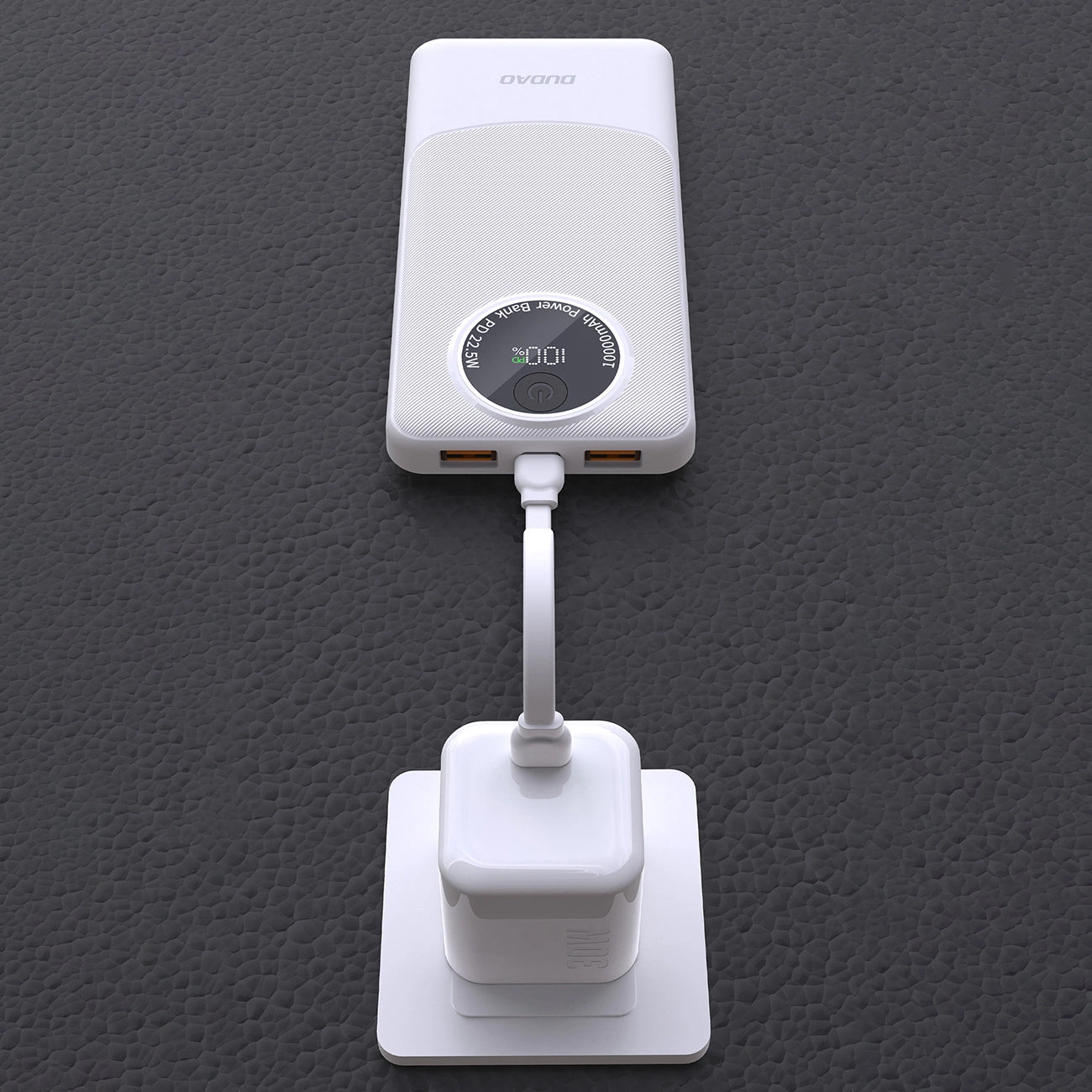 Batterie Externe Dudao K12, 10000mAh, 22.5W, QC + PD, 1 x USB-C - 2 x USB-A, Blanche