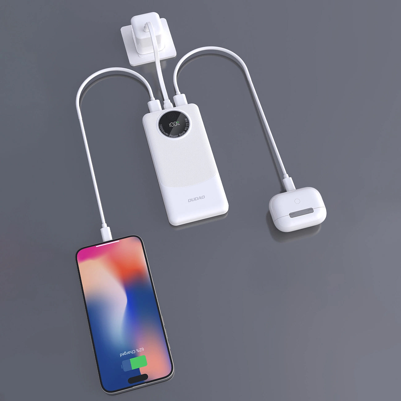 Externer Akku Dudao K12, 10000mAh, 22.5W, QC + PD, 1 x USB-C - 2 x USB-A, Schwarz