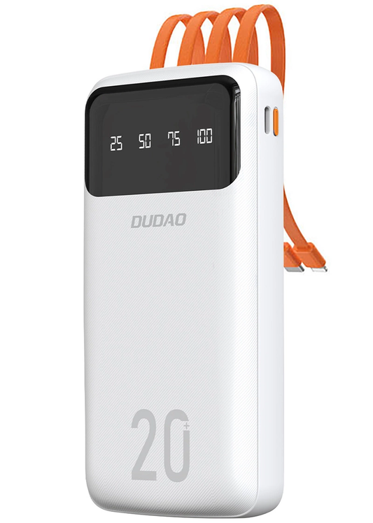 Batterie Externe Dudao K6Pro+, 20000mAh, 10W, 1 x Lightning - 1 x microUSB - 1 x USB-A - 1 x USB-C, Blanche