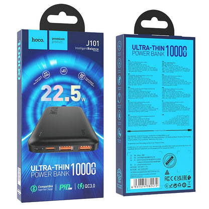 Batterie Externe HOCO J101, 10000mAh, 22.5W, QC + PD, 1 x USB-C - 2 x USB-A, Noire