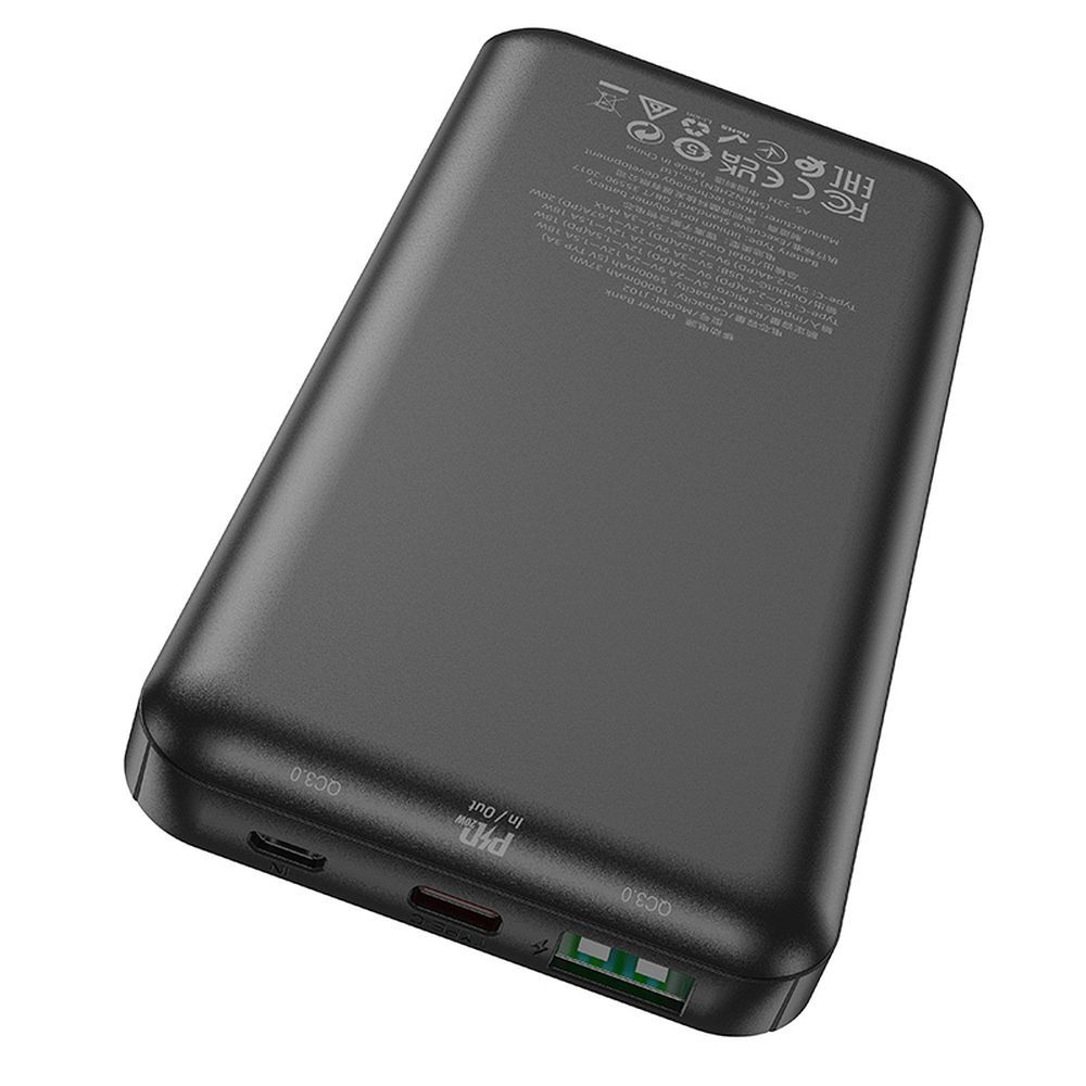 Batterie Externe HOCO J102, 10000mAh, 20W, QC + PD, 1 x USB-A - 1 x USB-C, Noire