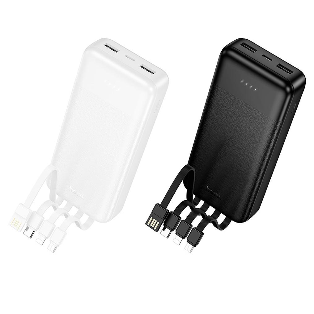HOCO J163A Powerbank, 20000 mAh, 10 W, 1 x Lightning – 1 x Micro-USB – 1 x USB-C – 2 x USB-A, Schwarz