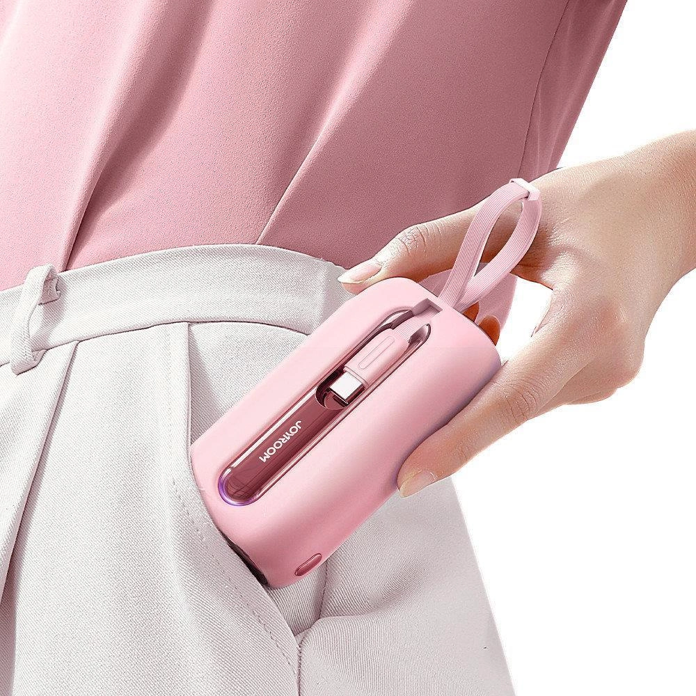 Externer Akku Joyroom Colorful Series JR-L012, 10000mAh, 22.5W, QC + PD, 1 x Lightning - 2 x USB-C, Rosa