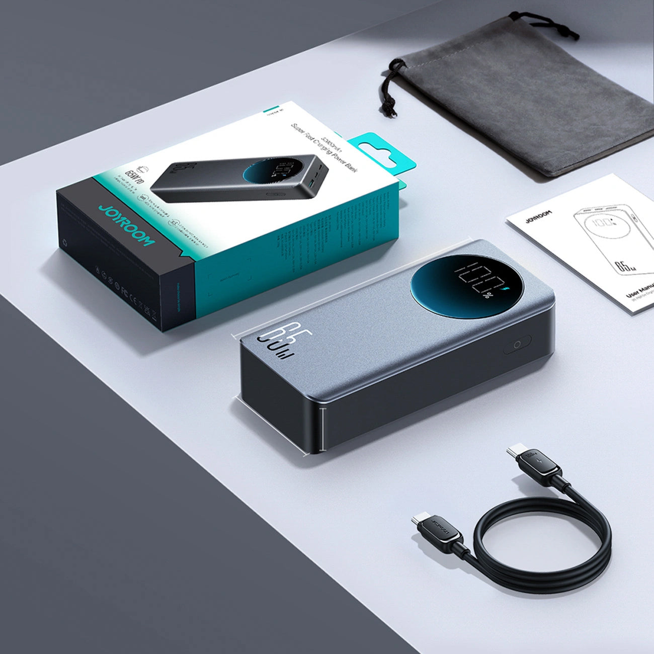 Externe Batterie Joyroom JR-PBF05 Pro, 30000mAh, 65W, QC + PD, 1 x USB-A - 2 x USB-C, Schwarz