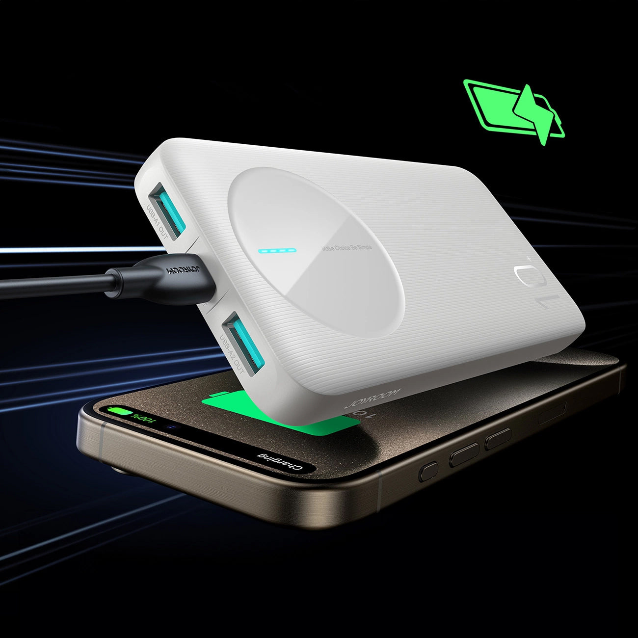 Externer Akku Joyroom JR-PBF12, 10000mAh, 12W, 1 x USB-C - 2 x USB-A, Weiß