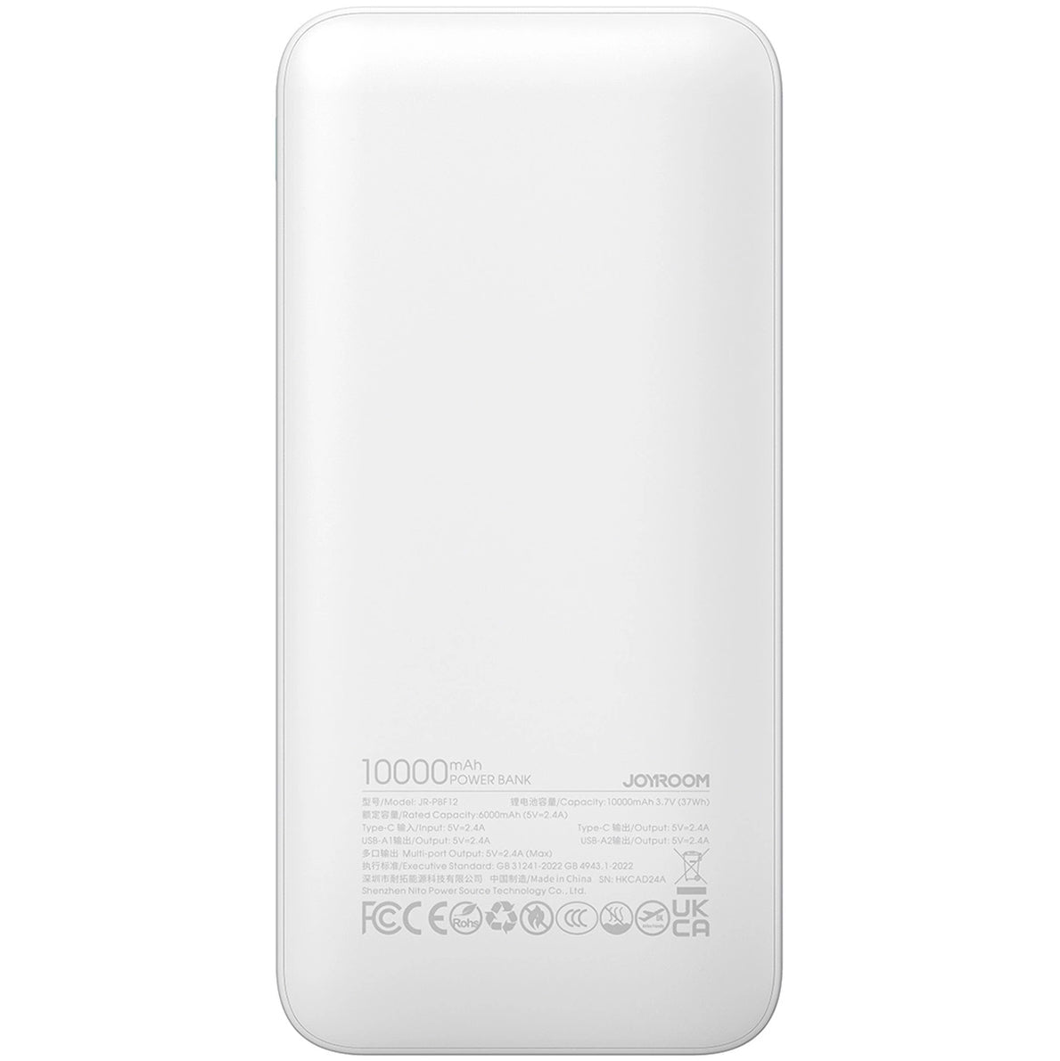 Externer Akku Joyroom JR-PBF12, 10000mAh, 12W, 1 x USB-C - 2 x USB-A, Weiß