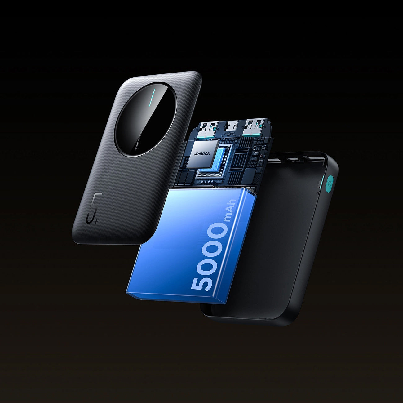 Externer Akku Joyroom JR-PBF13, 5000mAh, 12W, 1 x USB-C - 2 x USB-A, Schwarz
