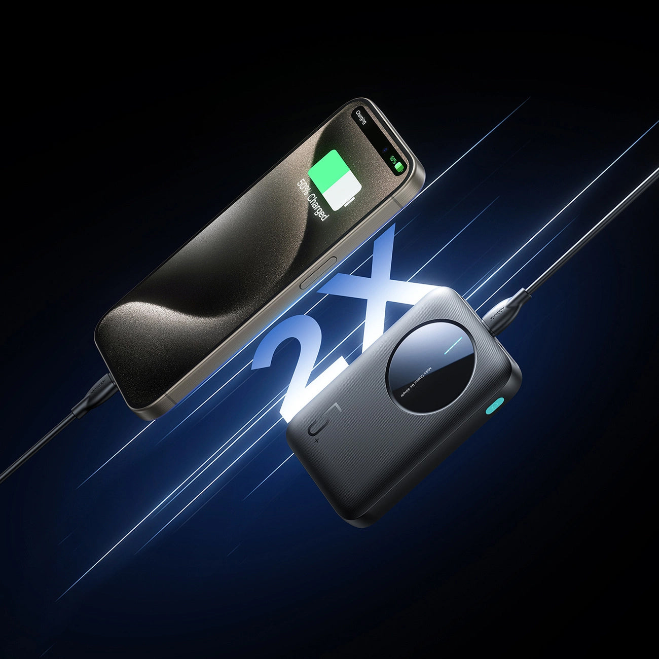 Externer Akku Joyroom JR-PBF13, 5000mAh, 12W, 1 x USB-C - 2 x USB-A, Schwarz