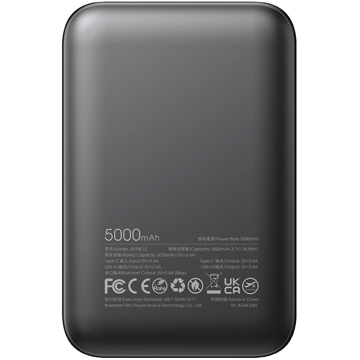 Externer Akku Joyroom JR-PBF13, 5000mAh, 12W, 1 x USB-C - 2 x USB-A, Schwarz