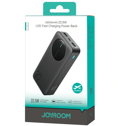 Batterie Externe Joyroom JR-PBF14 Pro, 20000mAh, 22.5W, QC + PD, 1 x USB-C - 2 x USB-A, Noire