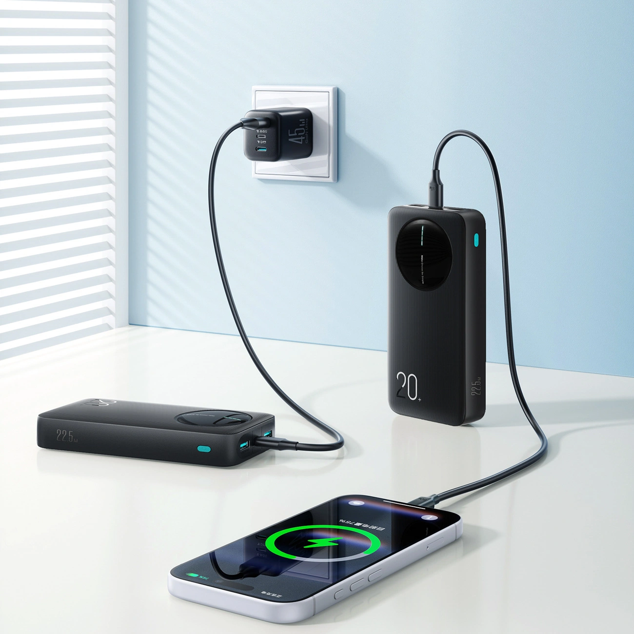 Batterie Externe Joyroom JR-PBF14 Pro, 20000mAh, 22.5W, QC + PD, 1 x USB-C - 2 x USB-A, Noire