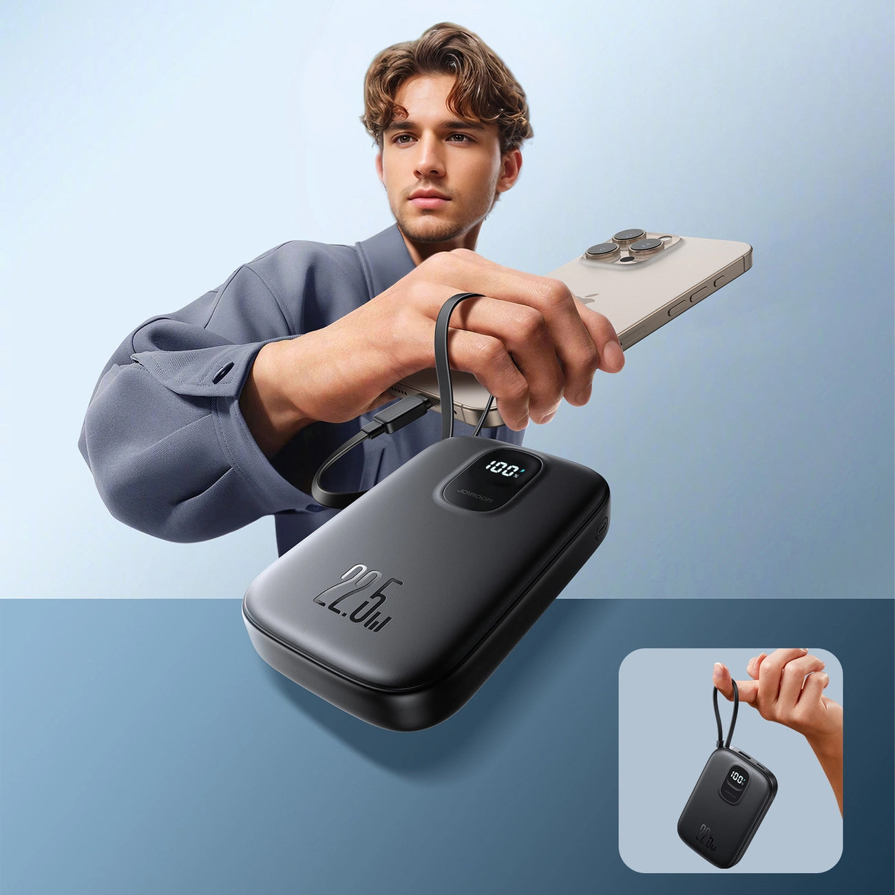 Batterie Externe Joyroom JR-PBF17, 10000mAh, 22.5W, QC + PD, 1 x USB-A - 2 x USB-C, Noire