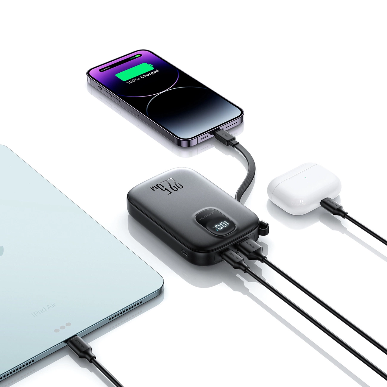 Externer Akku Joyroom JR-PBF18, 10000mAh, 22.5W, QC + PD, 1 x Lightning - 1 x USB-A - 1 x USB-C, Schwarz